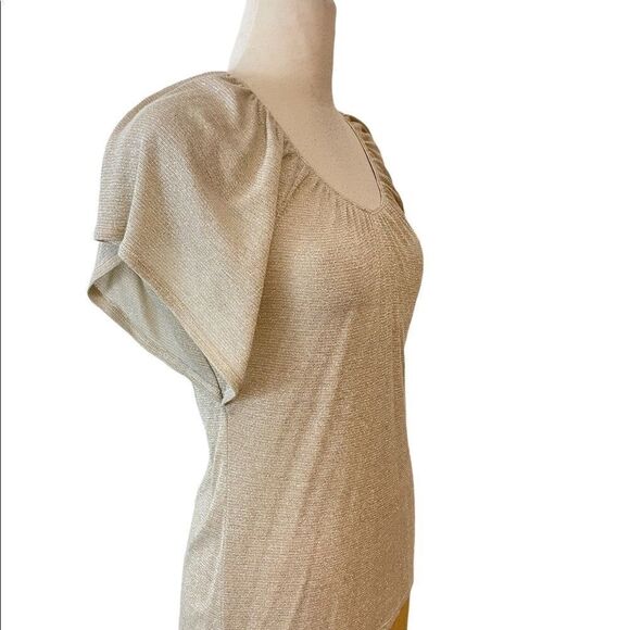 White House Black Market Metallic Gold Top XS - Picture 2 of 5